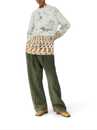 Pull imprimé Jacquard en laine - Dove Grey