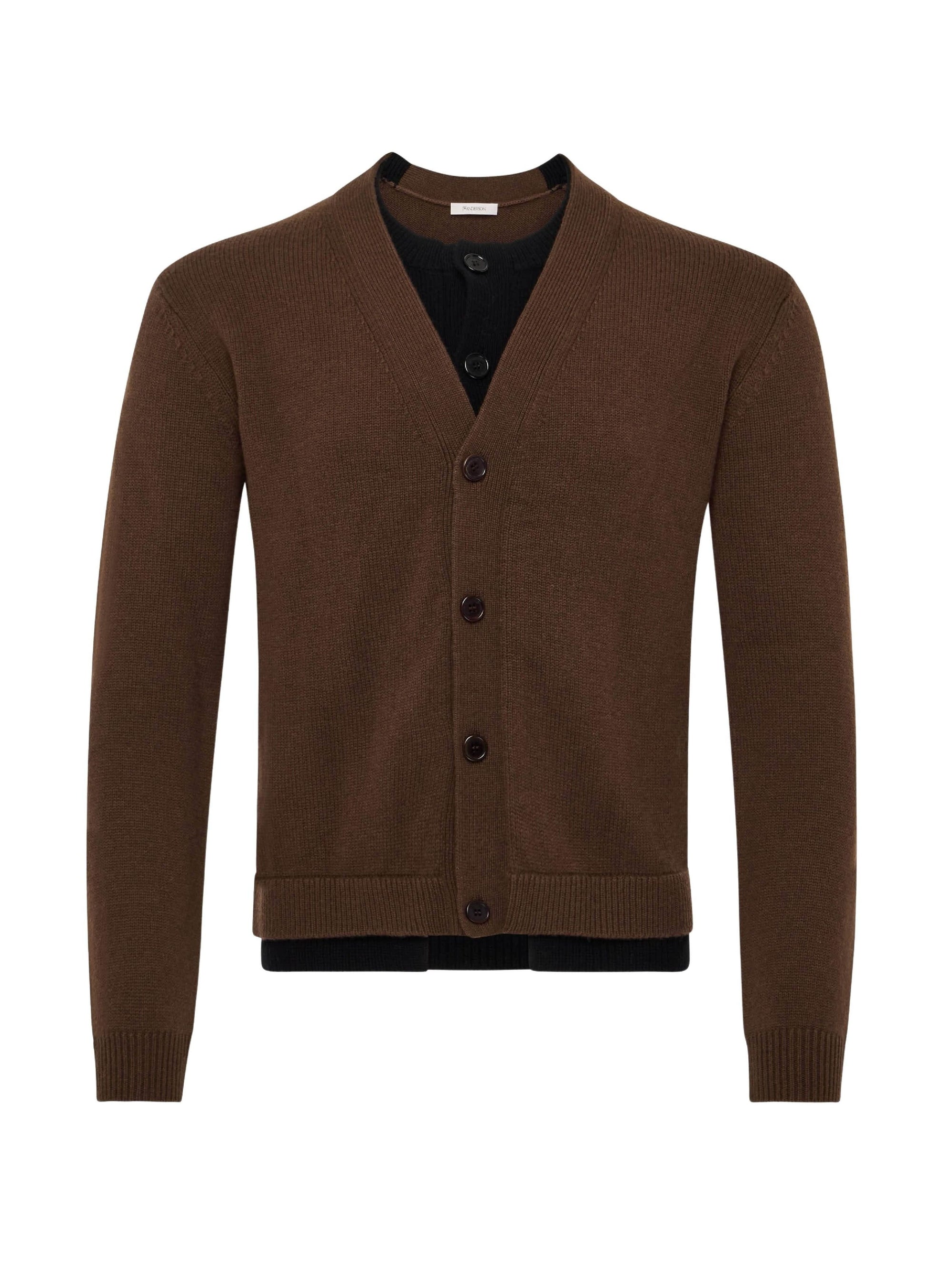 Cardigan À Couches Contrastées - Brown