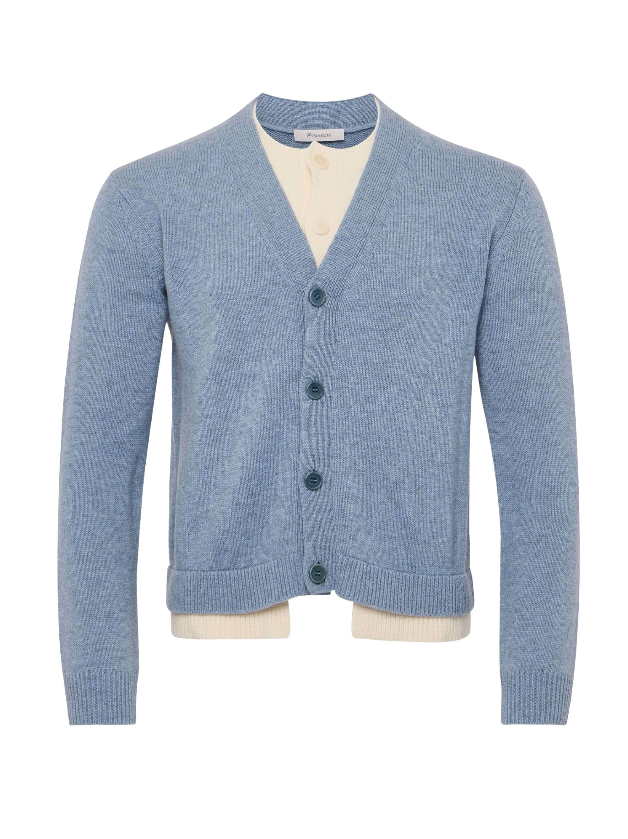 Cardigan À Couches Contrastées - Blue Melange