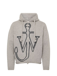 Sweat À Capuche Zippé Avec Broderie Anchor - Light Grey Melange