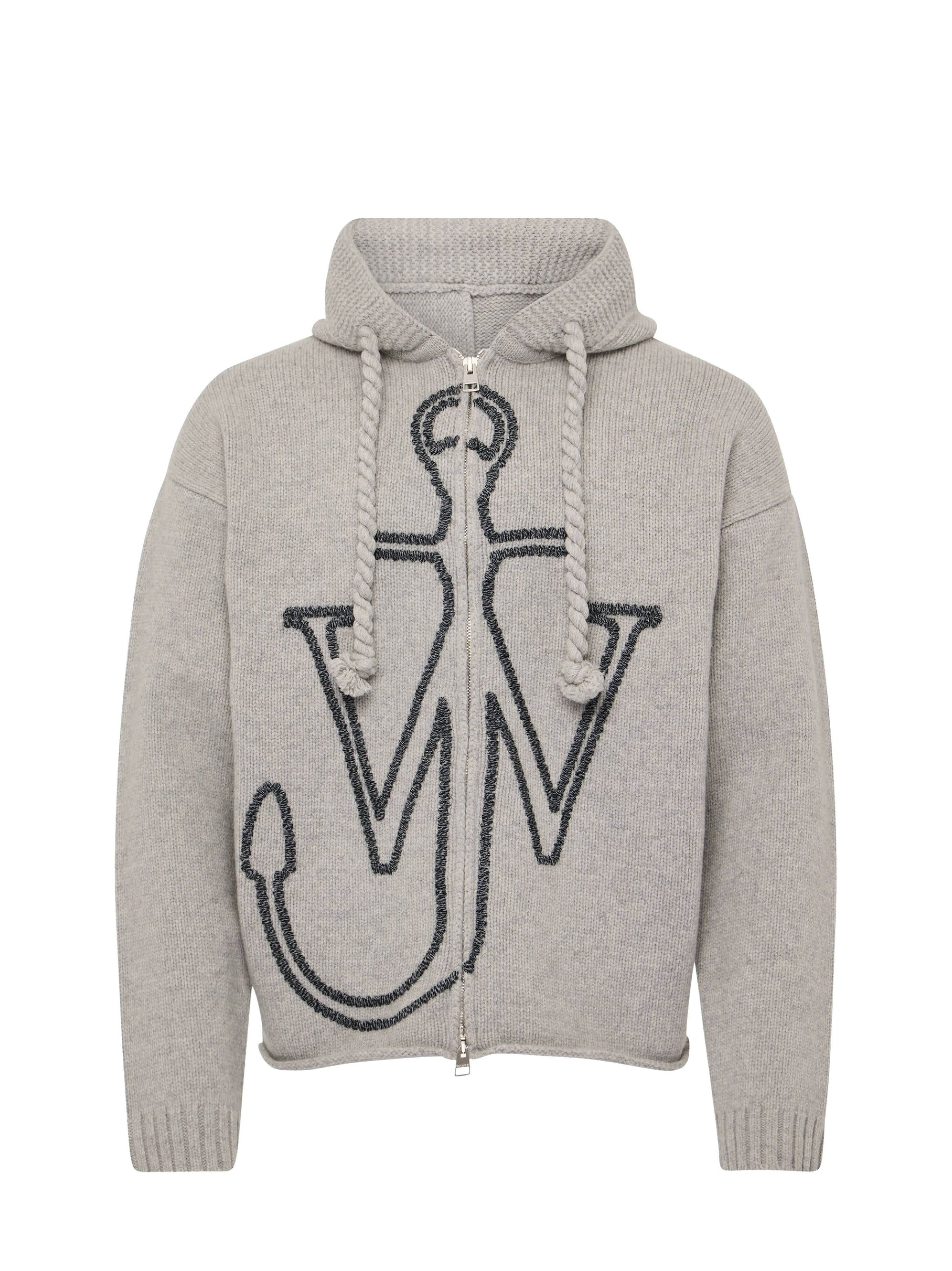 Sweat À Capuche Zippé Avec Broderie Anchor - Light Grey Melange