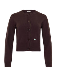 Cardigan À Broderies Contrastées - Chocolate Brown