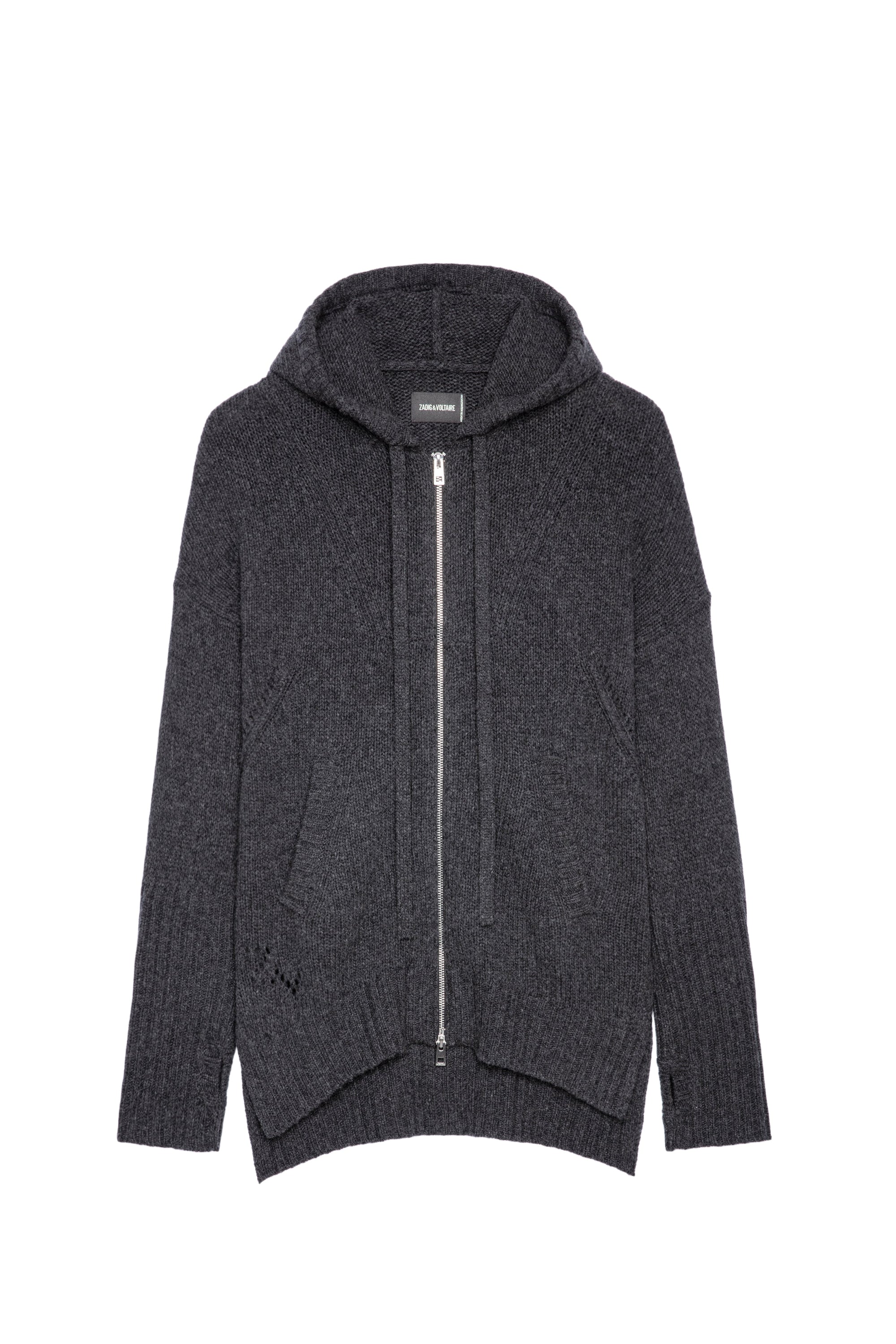Sweat-shirt Salma à capuche en laine - Anthracite