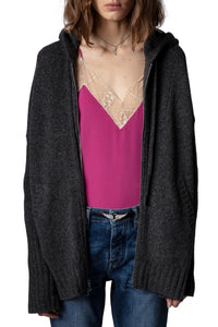 Sweat-shirt Salma à capuche en laine - Anthracite