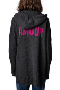 Sweat-shirt Salma à capuche en laine - Anthracite