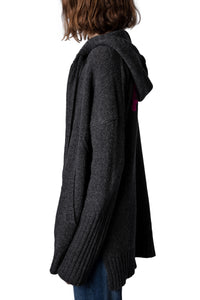 Sweat-shirt Salma à capuche en laine - Anthracite