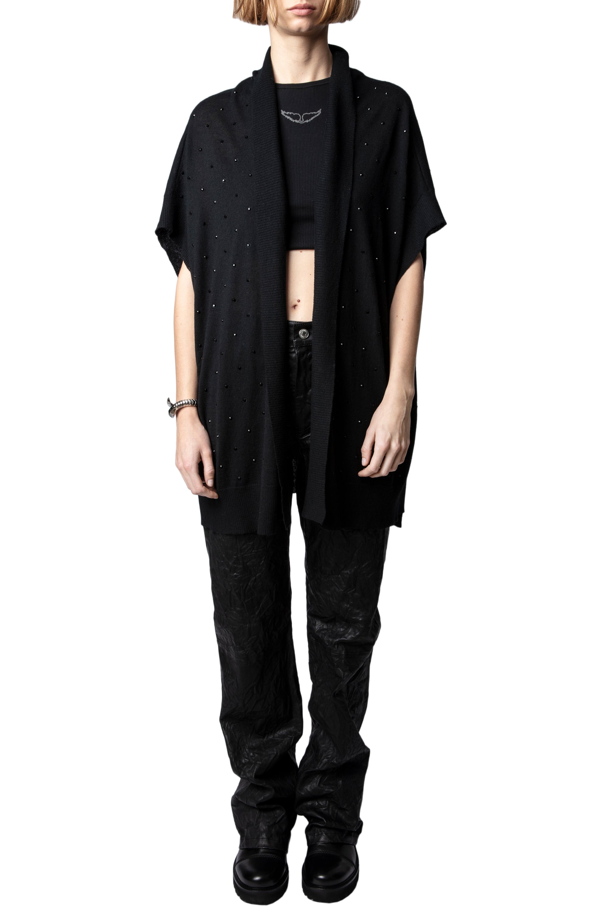 Gilet Indian en cachemire - Noir