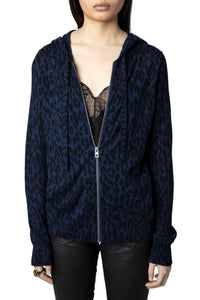 Cassy leopard cashmere cardigan - Ink