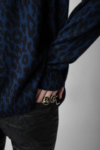 Cassy leopard cashmere cardigan - Ink