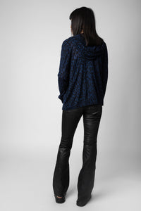 Cassy leopard cashmere cardigan - Ink