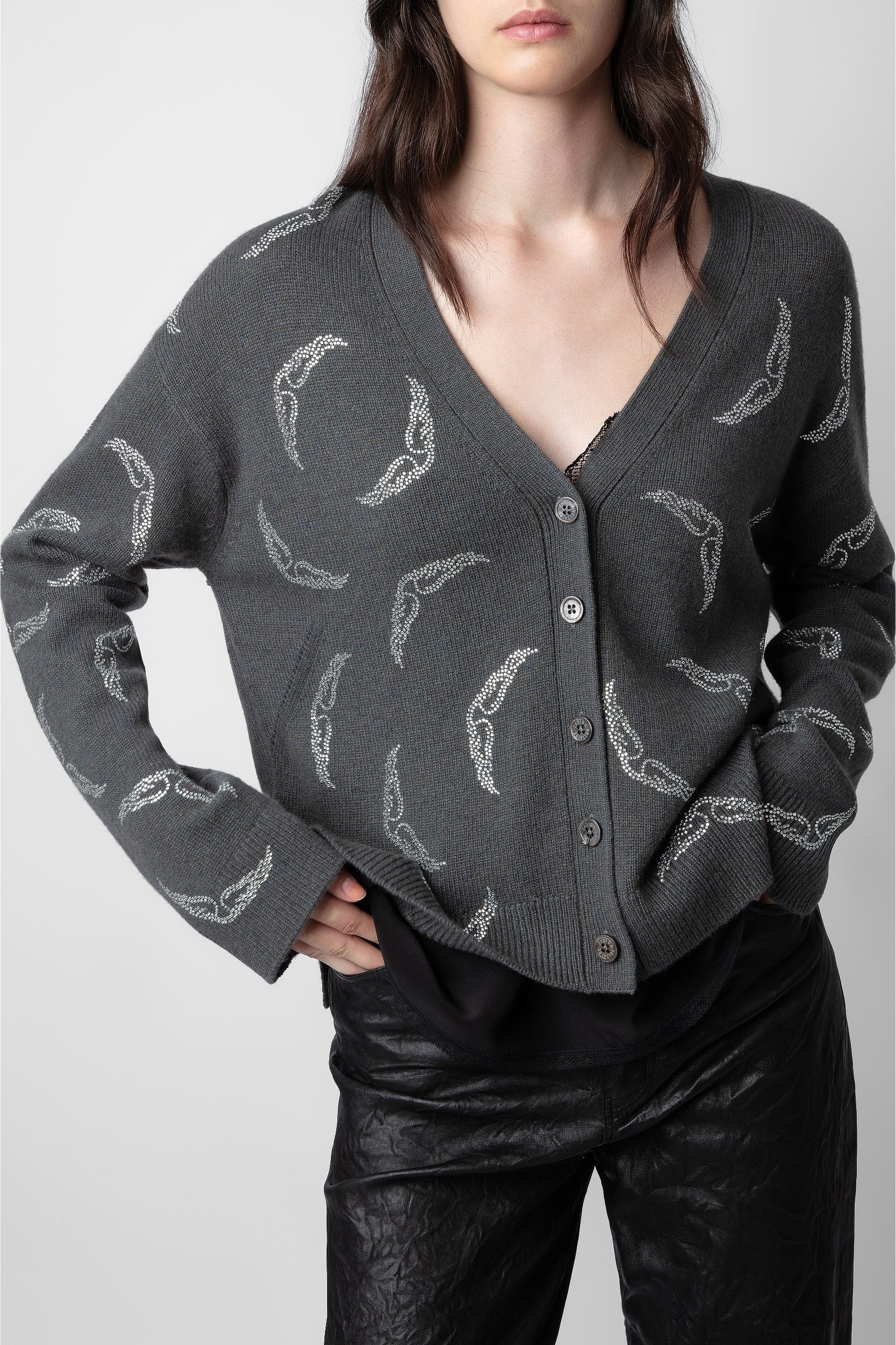 Mirka Strass cashmere cardigan - Slate grey