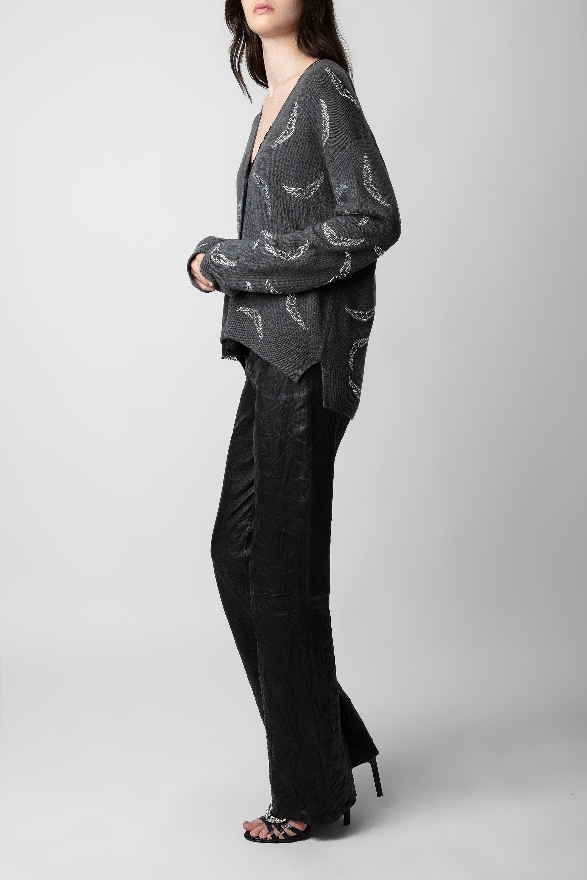 Mirka Strass cashmere cardigan - Slate grey