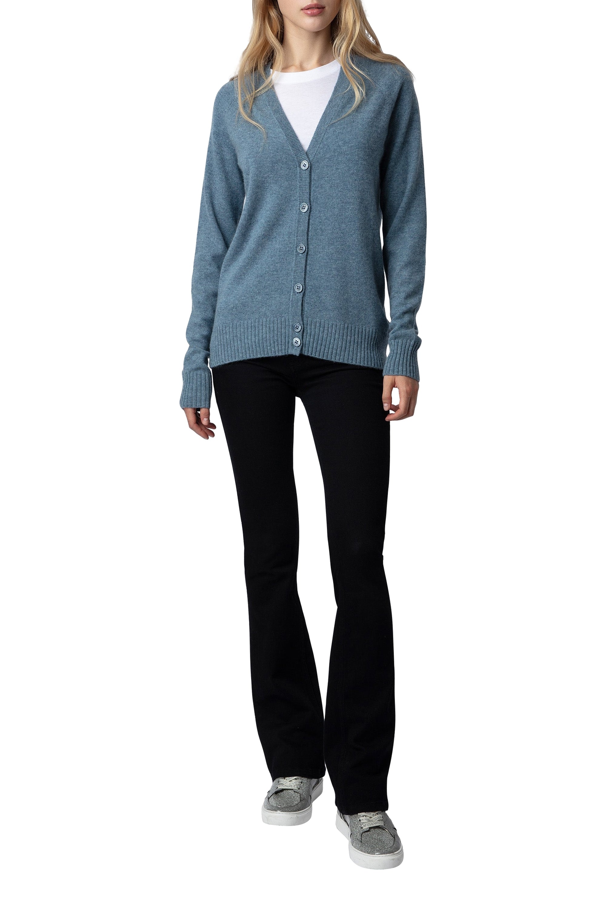 Cardigan Jim Patch en cachemire - Denim