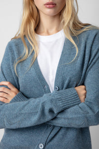 Cardigan Jim Patch en cachemire - Denim