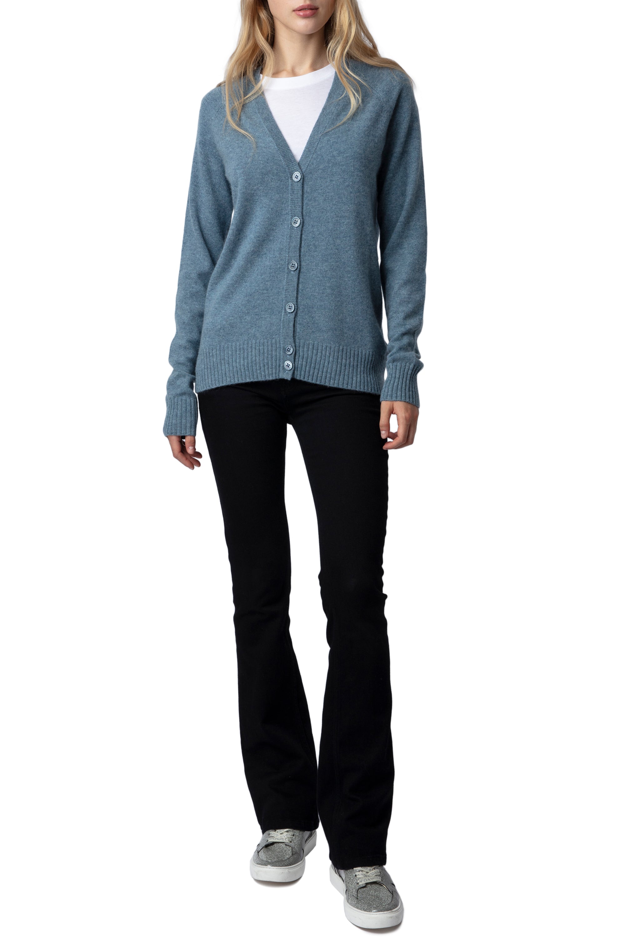 Cardigan Jim Patch en cachemire - Denim