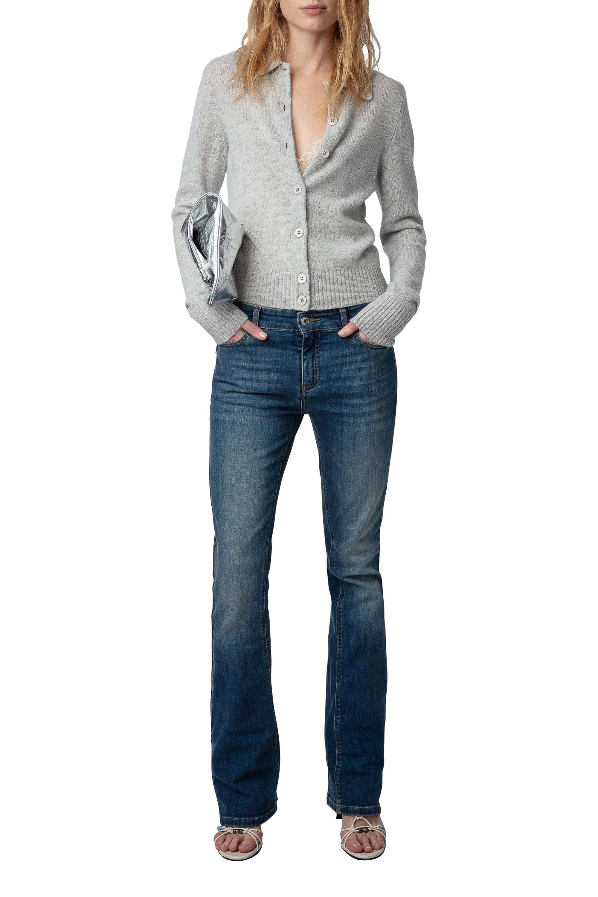 Voltia RC cashmere ribbed cardigan - Light China Grey