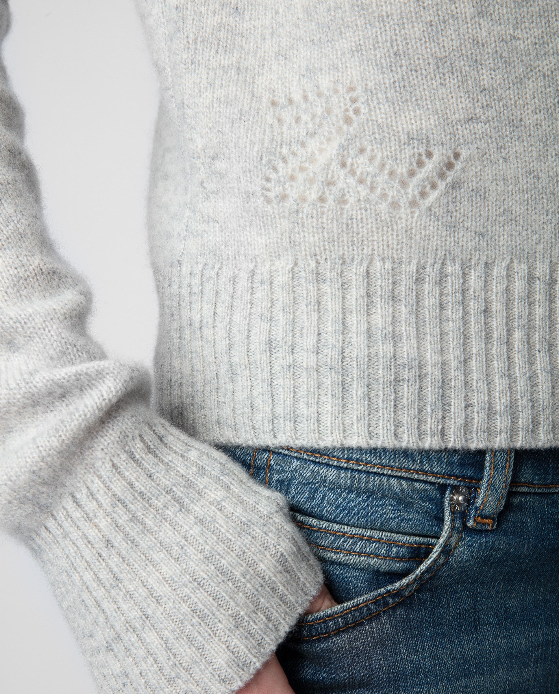 Voltia RC cashmere ribbed cardigan - Light China Grey