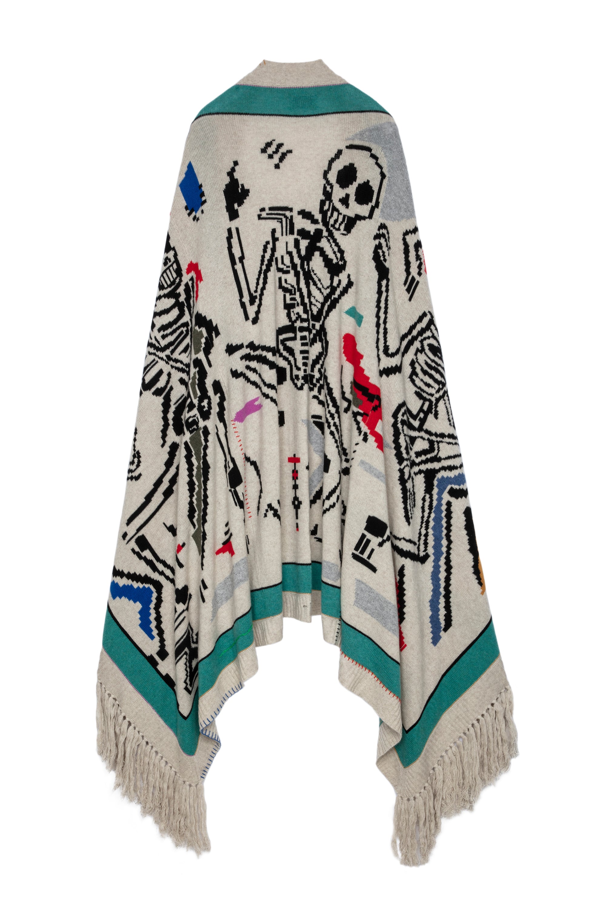 Poncho Colorado en cachemire - Mastic