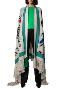 Poncho Colorado en cachemire - Mastic