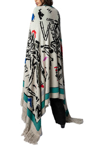 Poncho Colorado en cachemire - Mastic