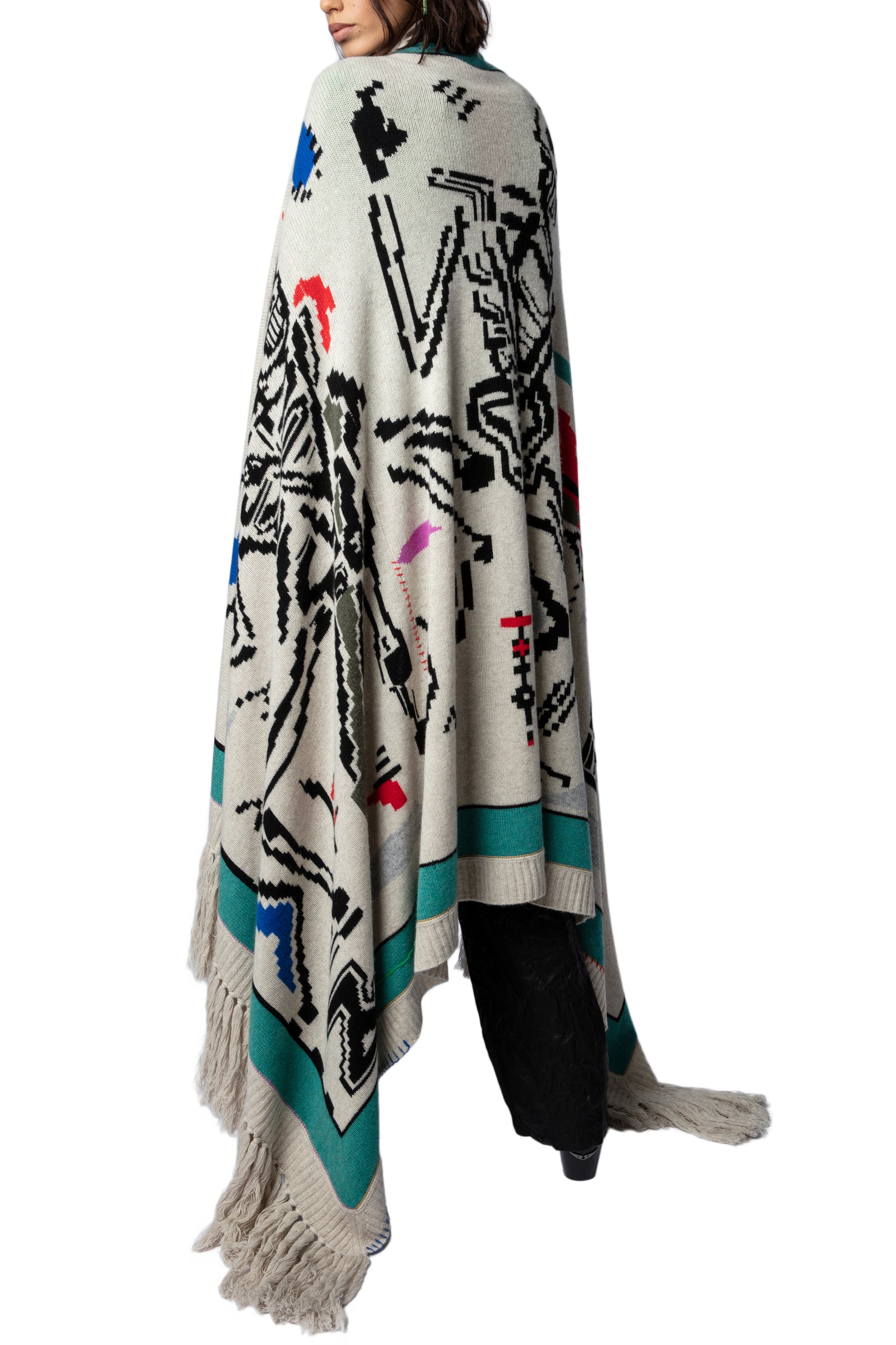 Poncho Colorado en cachemire - Mastic