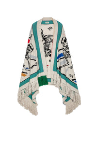 Poncho Colorado en cachemire - Mastic