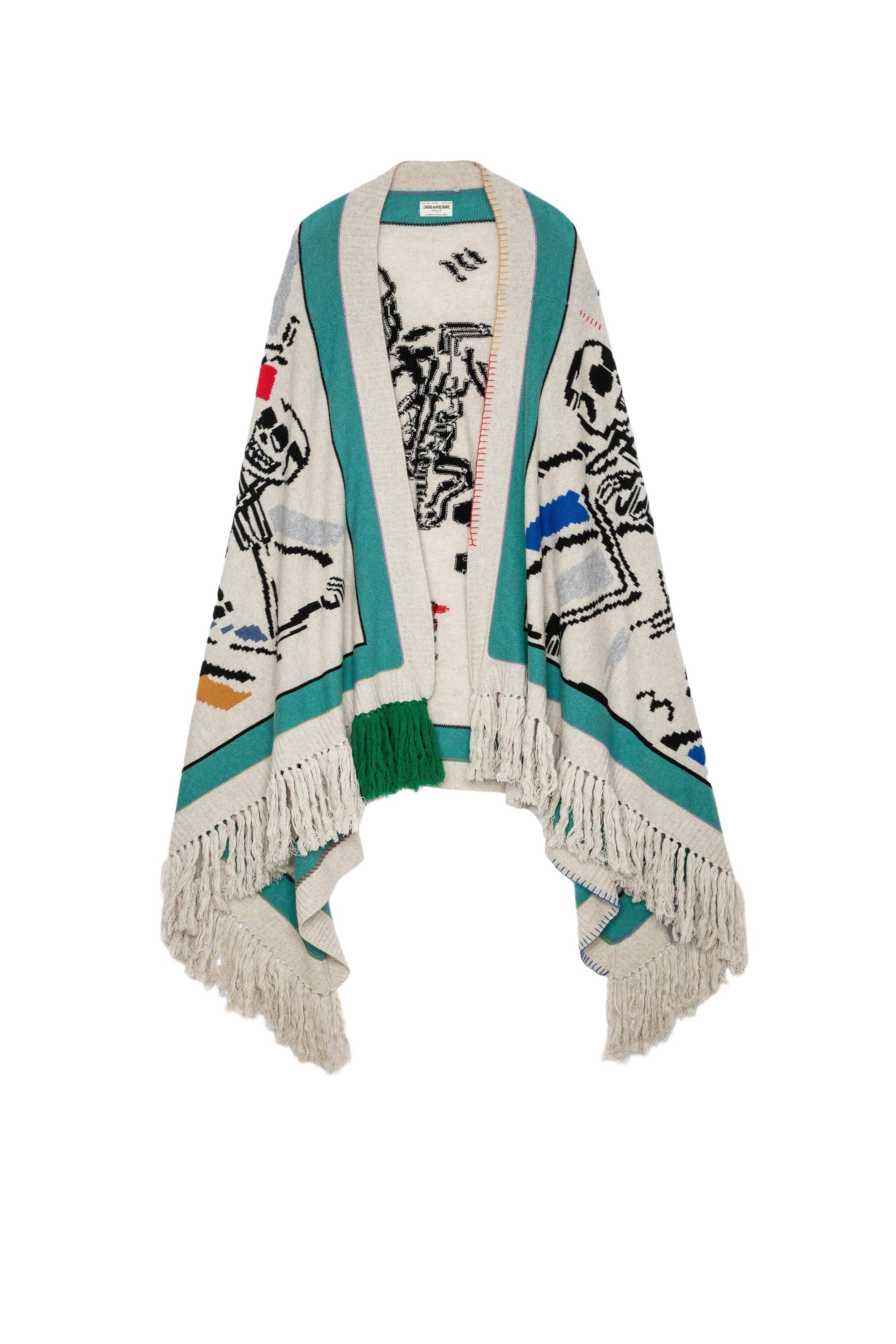 Poncho Colorado en cachemire - Mastic