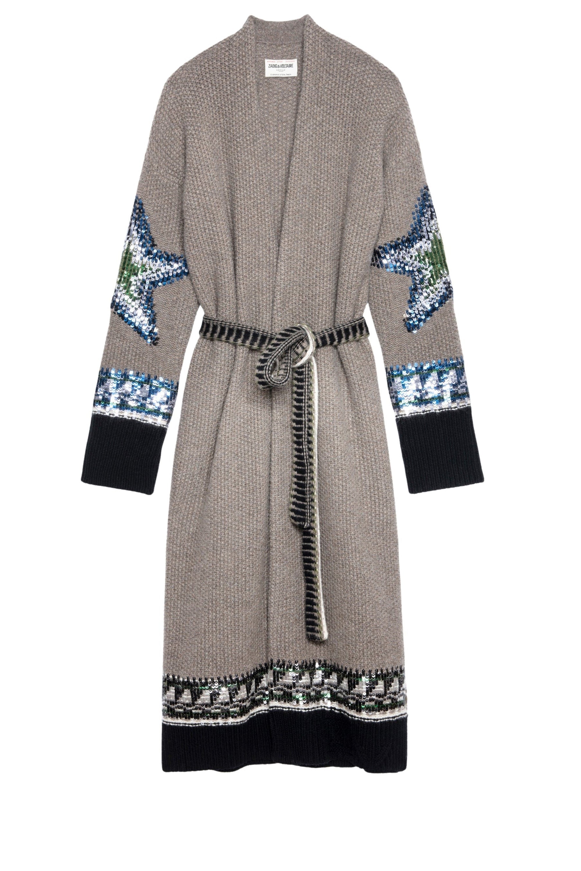 Gilet Rosanny Sequins en cachemire - Taupe Fonce