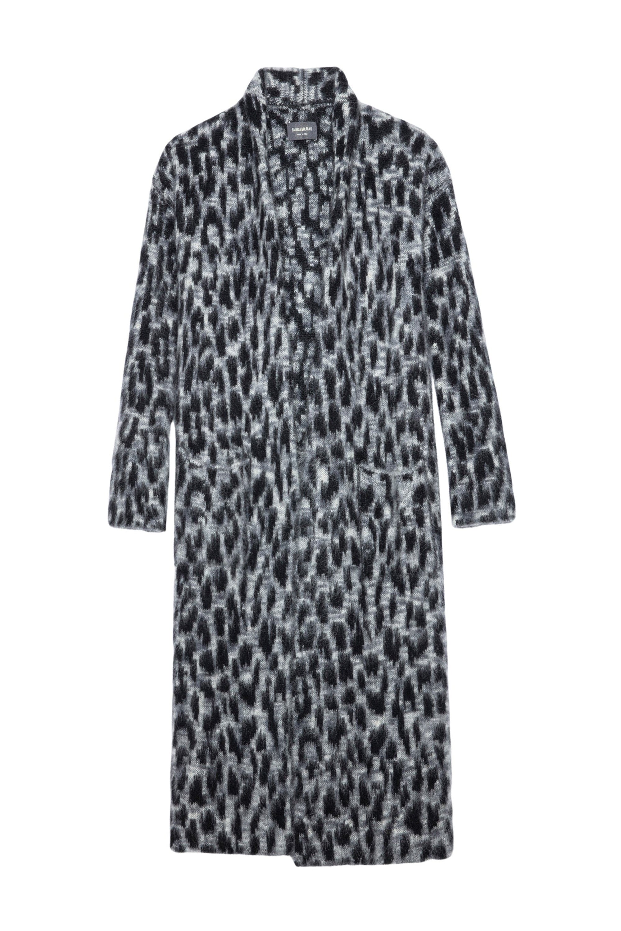 Manteau Tilda Léopard en mohair - Ardoise