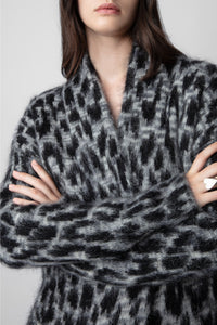 Manteau Tilda Léopard en mohair - Ardoise