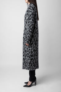 Manteau Tilda Léopard en mohair - Ardoise