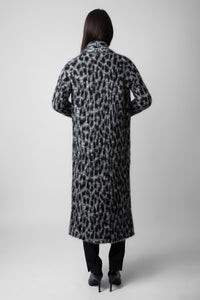 Manteau Tilda Léopard en mohair - Ardoise