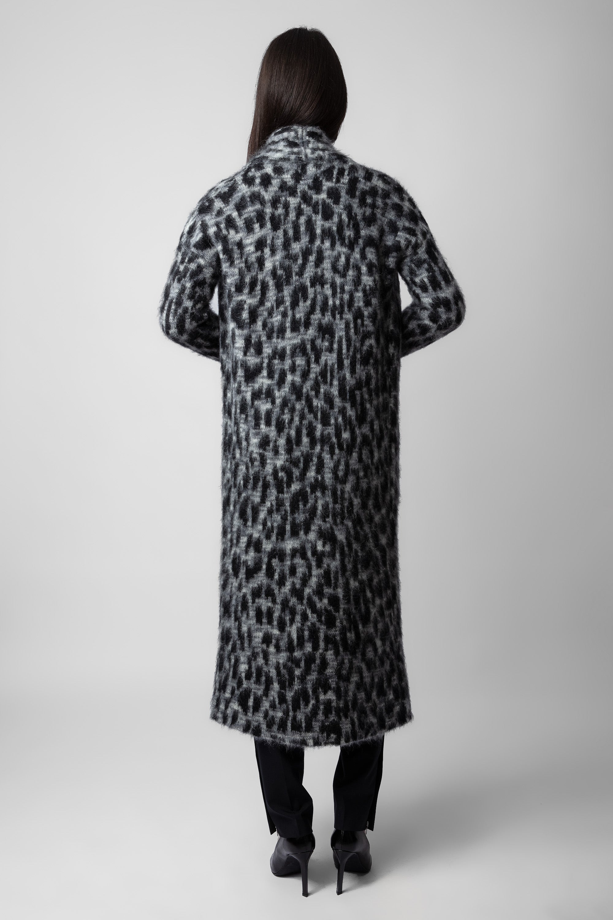 Manteau Tilda Léopard en mohair - Ardoise