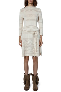 Robe Cecily à logo " ZV" en lin mélangé - Ecru