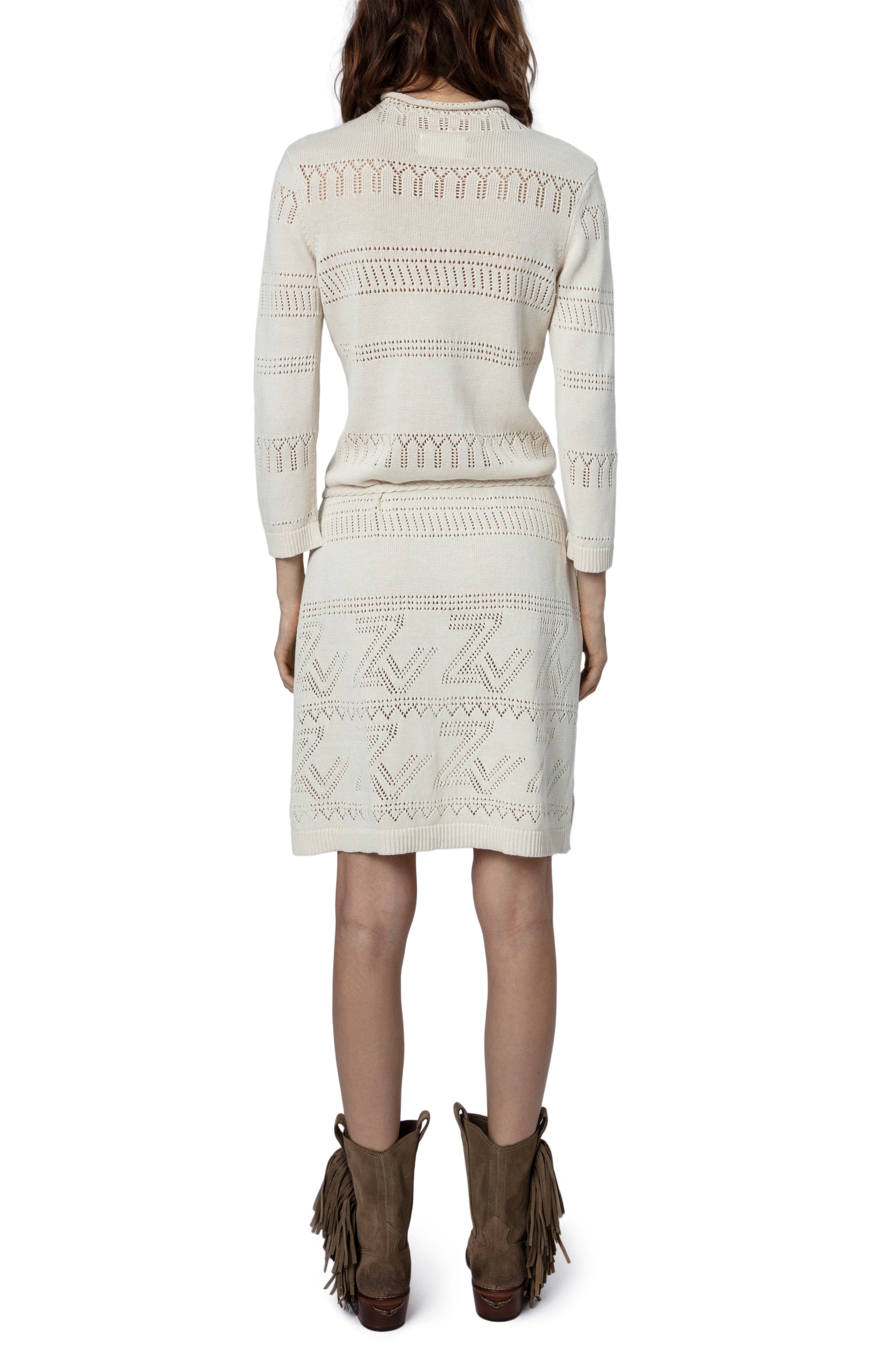 Robe Cecily à logo " ZV" en lin mélangé - Ecru