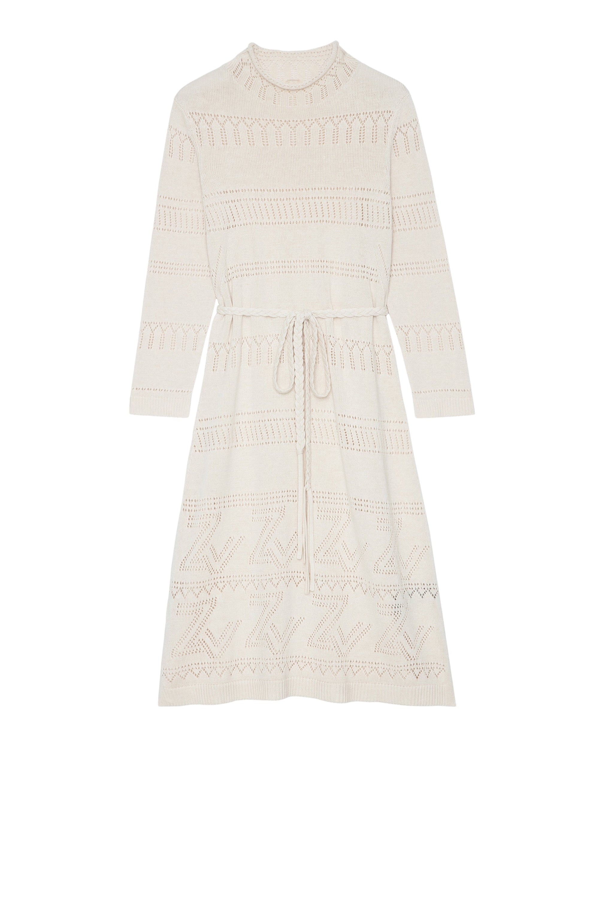 Robe Cecily à logo " ZV" en lin mélangé - Ecru