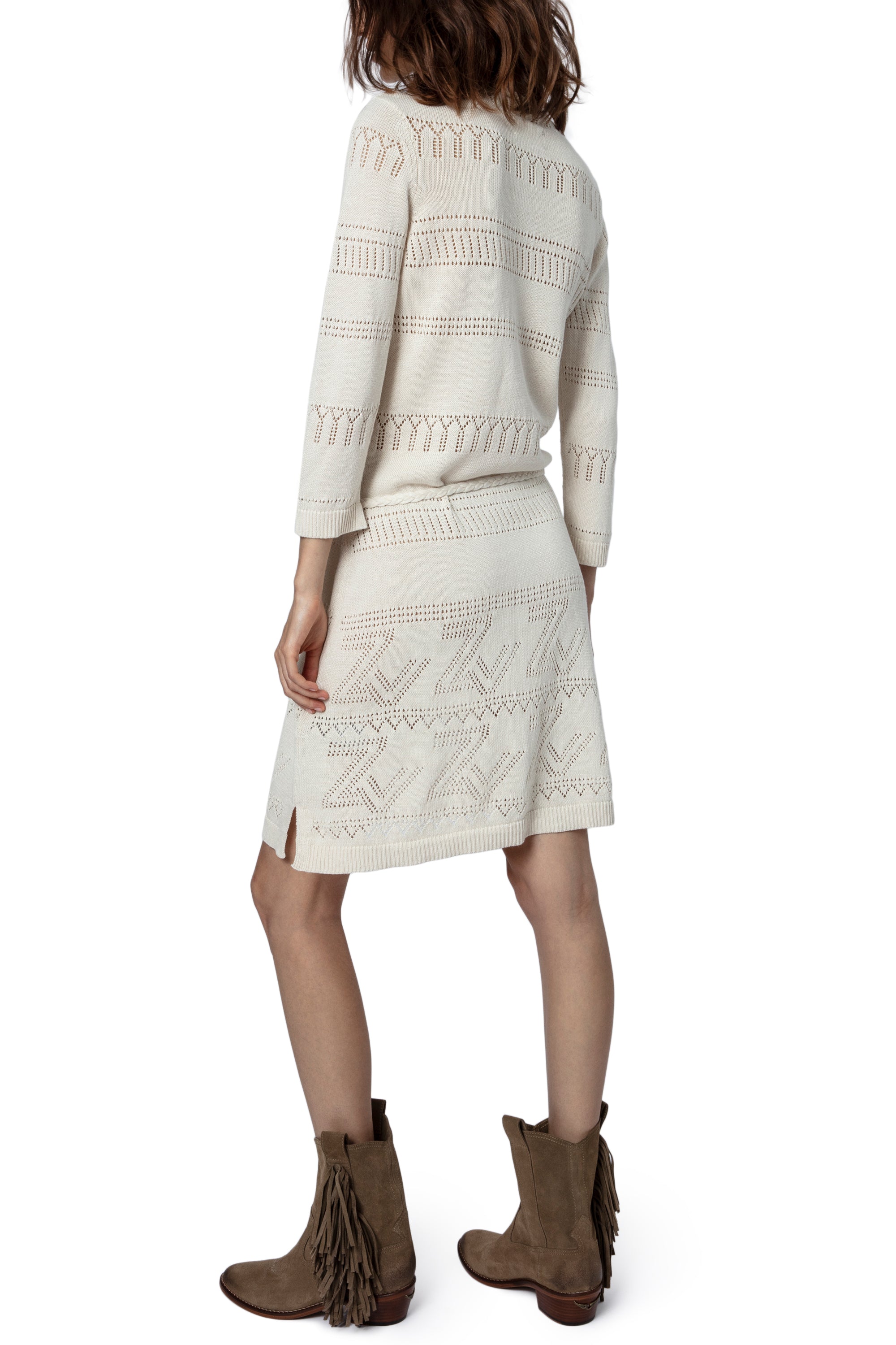 Robe Cecily à logo " ZV" en lin mélangé - Ecru