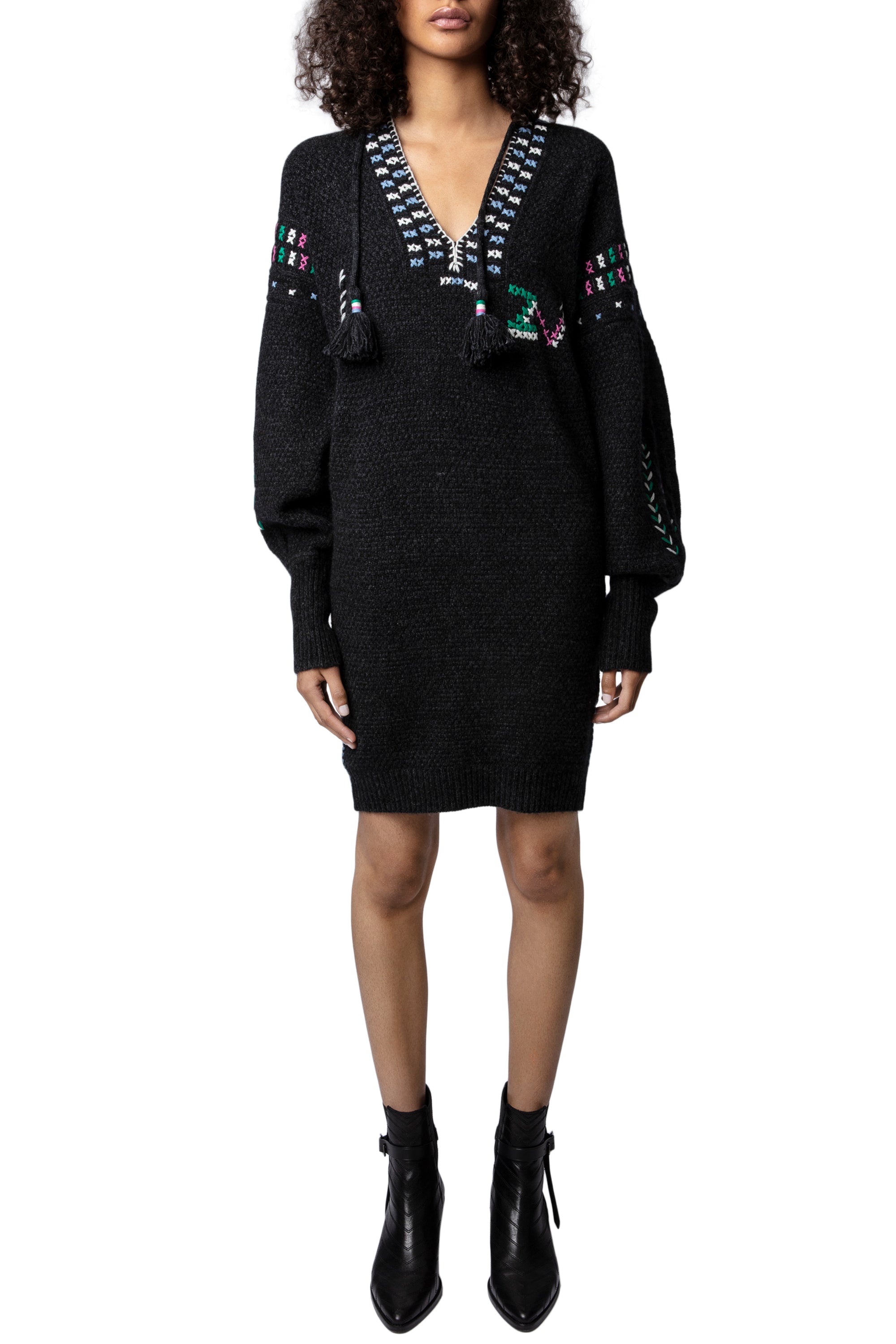 Robe Alabama en cachemire et laine - Anthracite