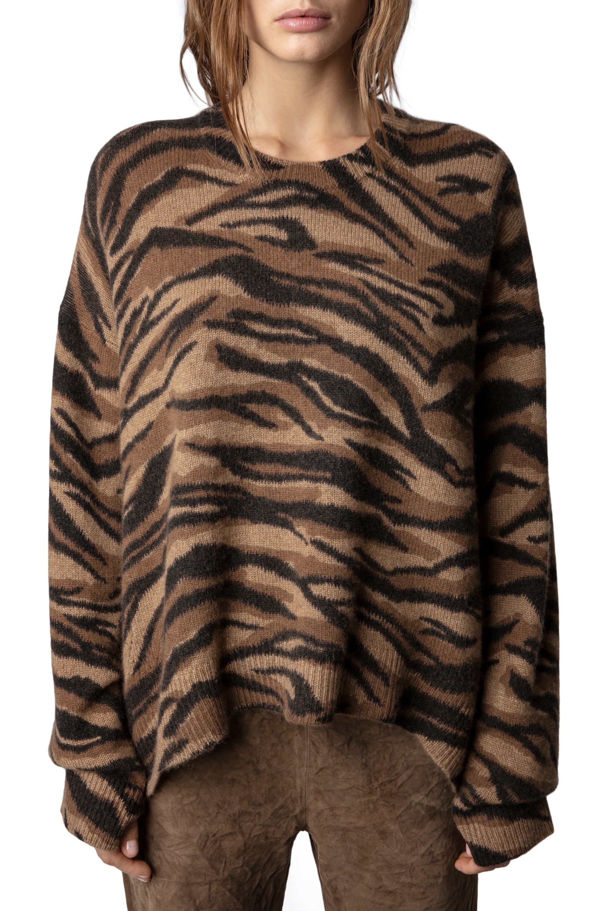 Markus Tiger cashmere jumper - Cognac