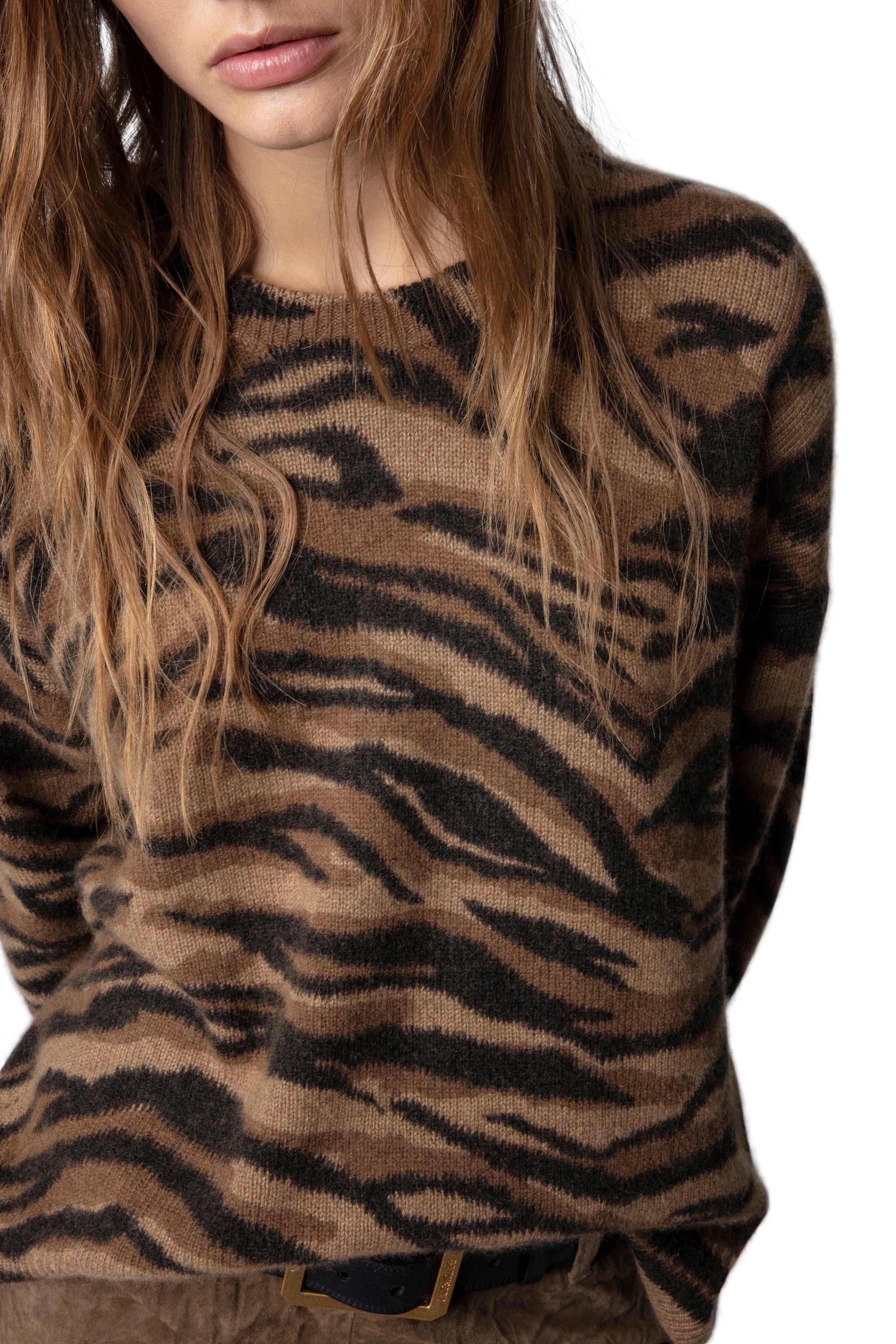 Markus Tiger cashmere jumper - Cognac