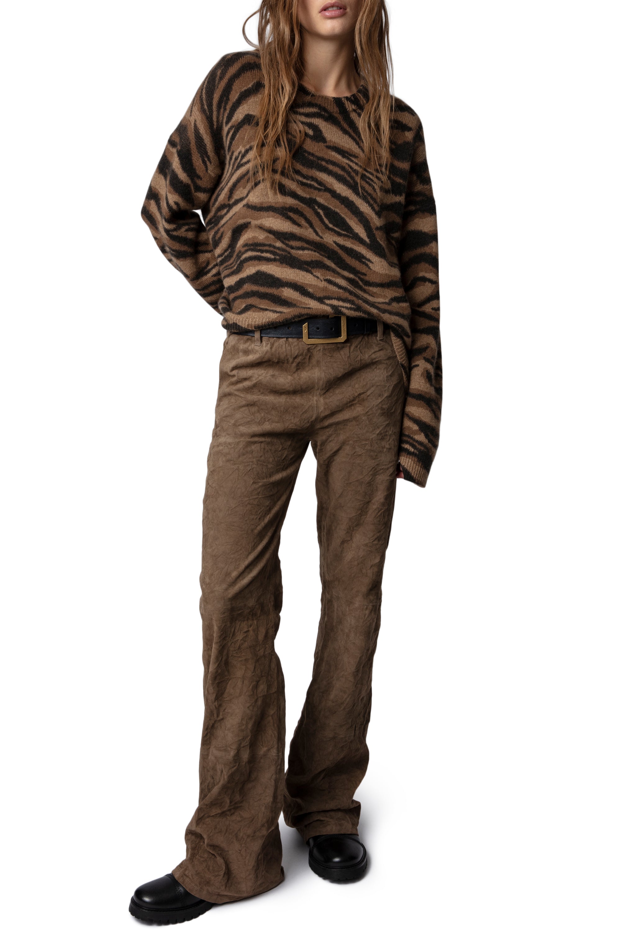 Markus Tiger cashmere jumper - Cognac
