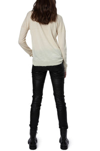 Gaby jumper with rhinestone "Amour" inscription in wool - Cream