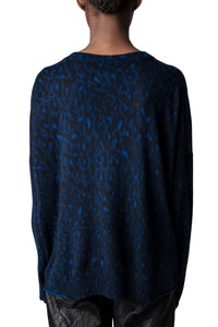 Brumy Leopard cashmere jumper - Ocean