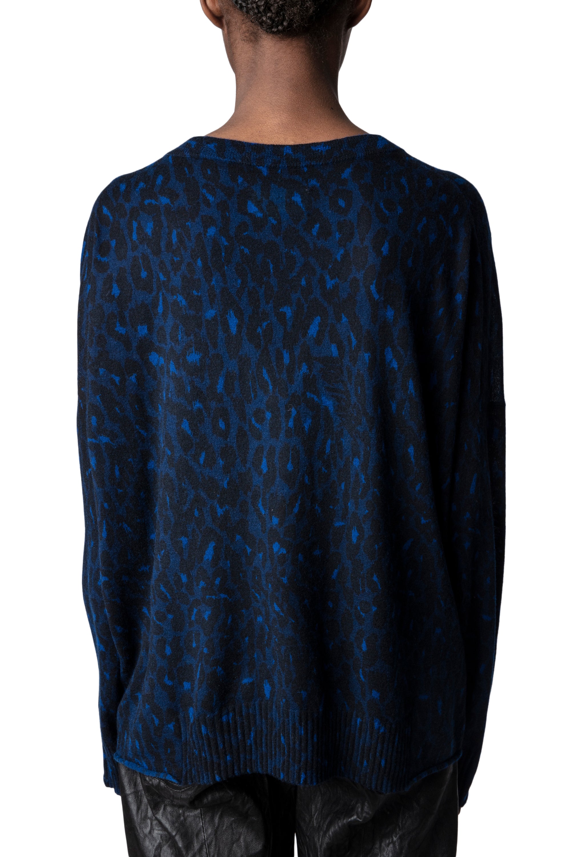 Brumy Leopard cashmere jumper - Ocean