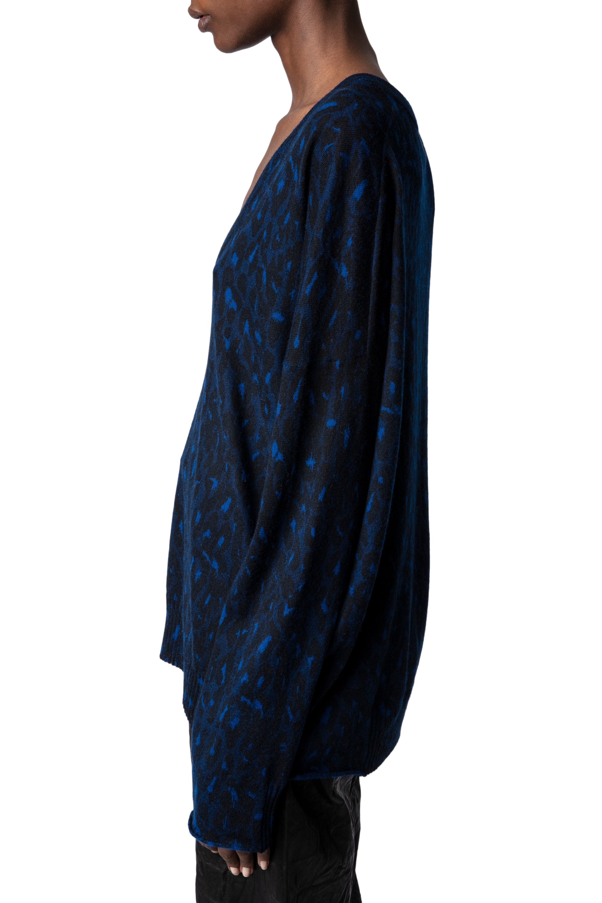 Brumy Leopard cashmere jumper - Ocean