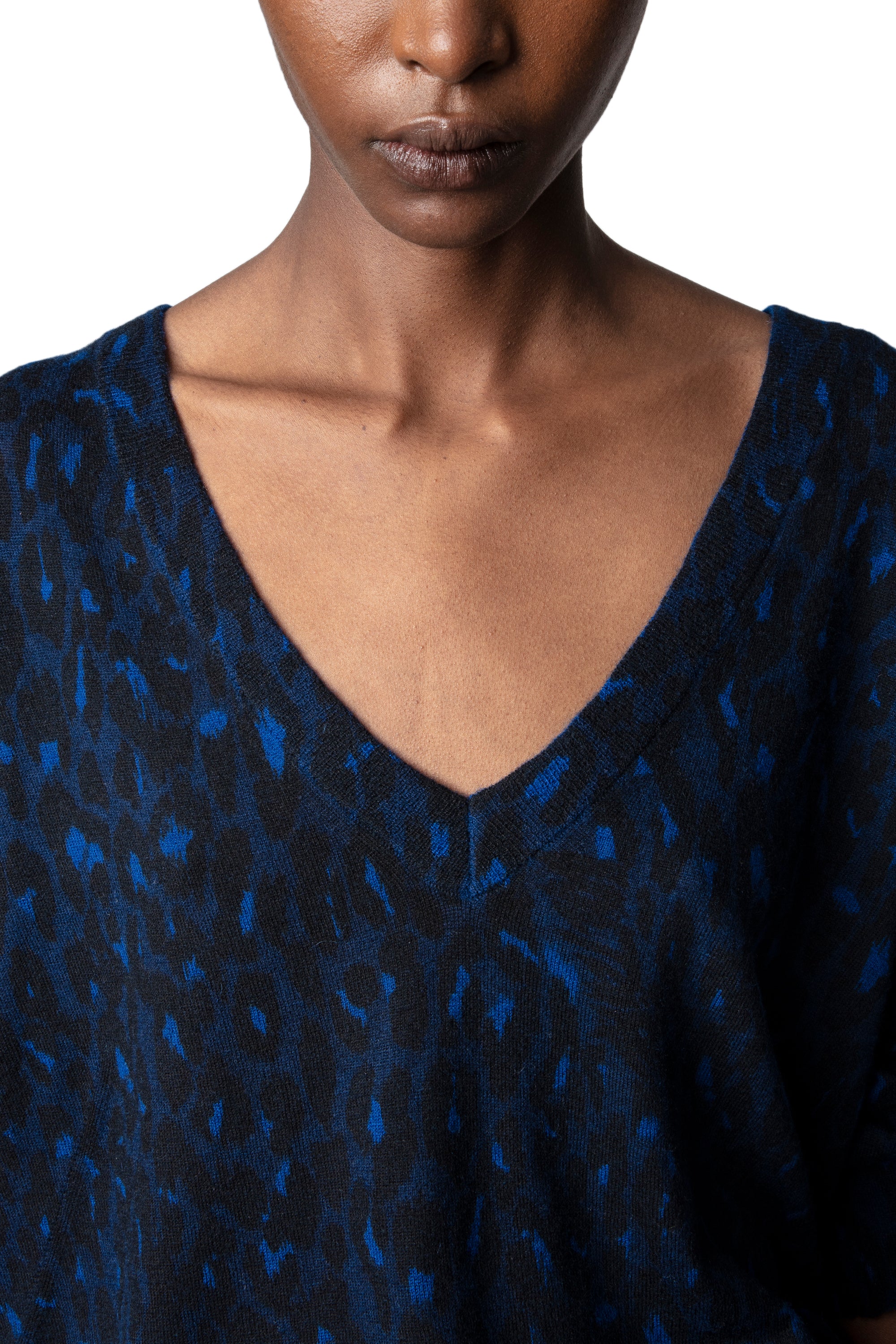 Brumy Leopard cashmere jumper - Ocean