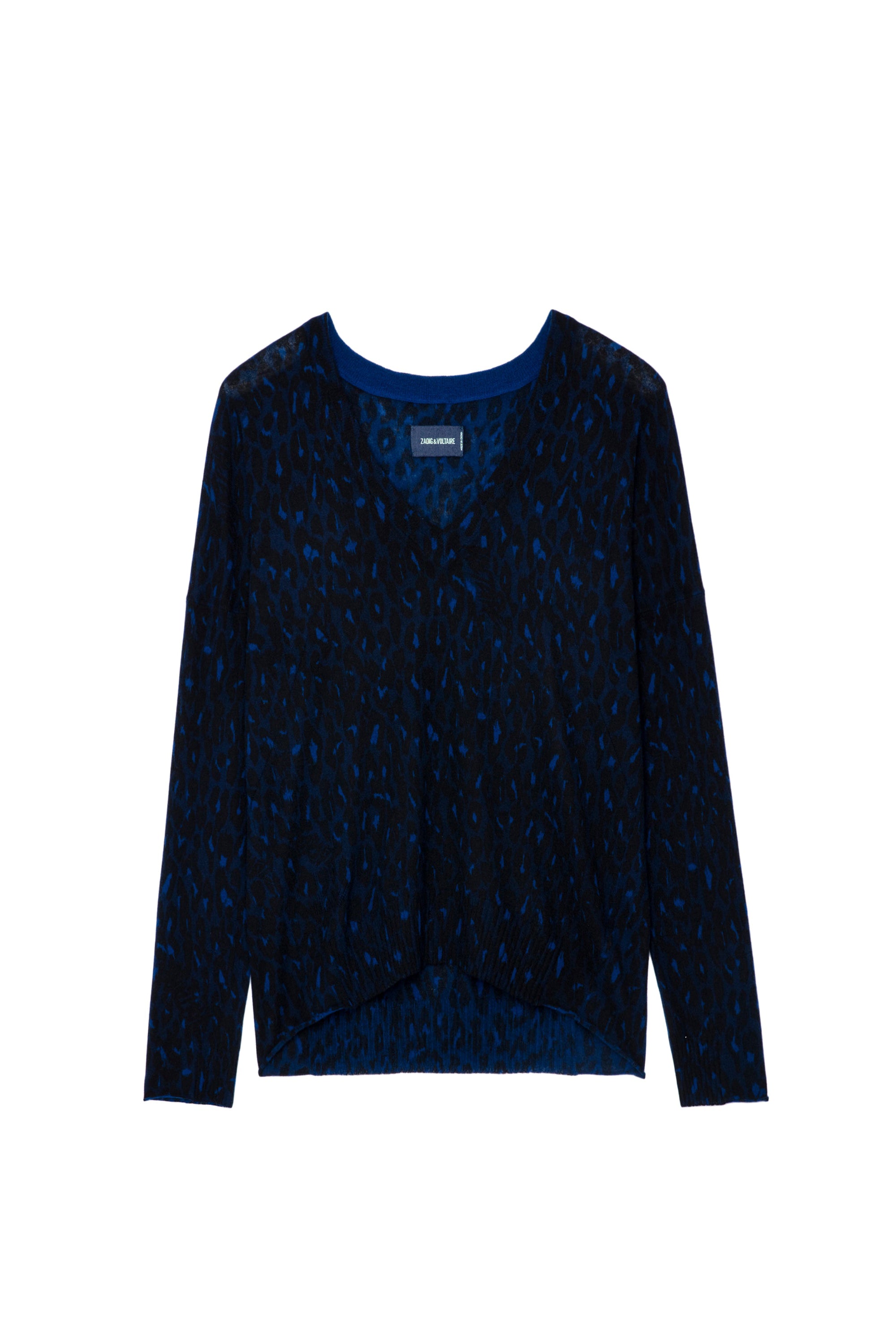Brumy Leopard cashmere jumper - Ocean
