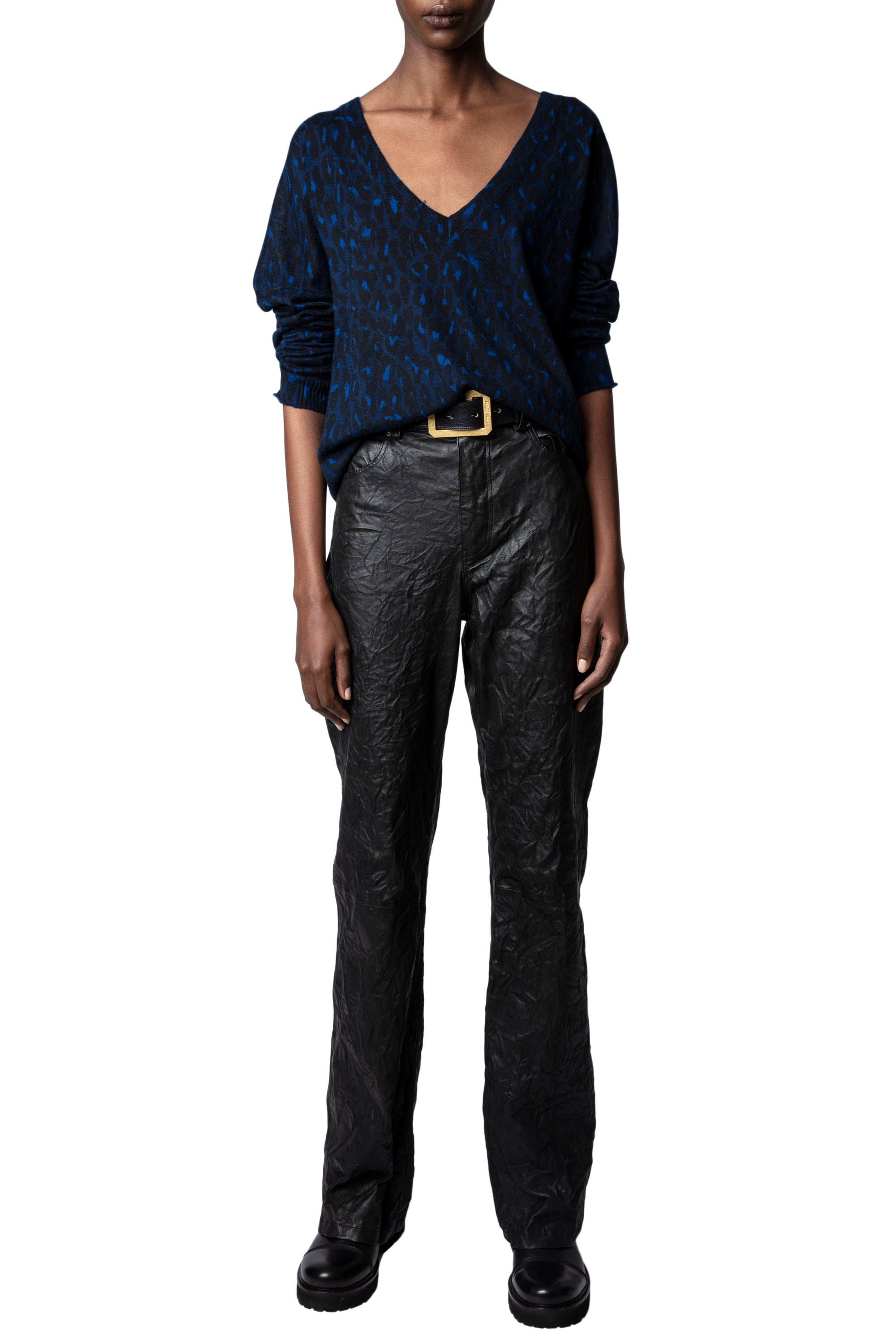 Brumy Leopard cashmere jumper - Ocean