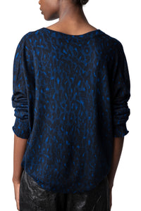 Brumy Leopard cashmere jumper - Ocean