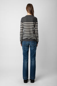 Pull Source Strass en cachemire - Ardoise